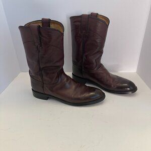 Justin Boots Men's 9.5 D Brown Leather Western Cowboy Boots 3435
